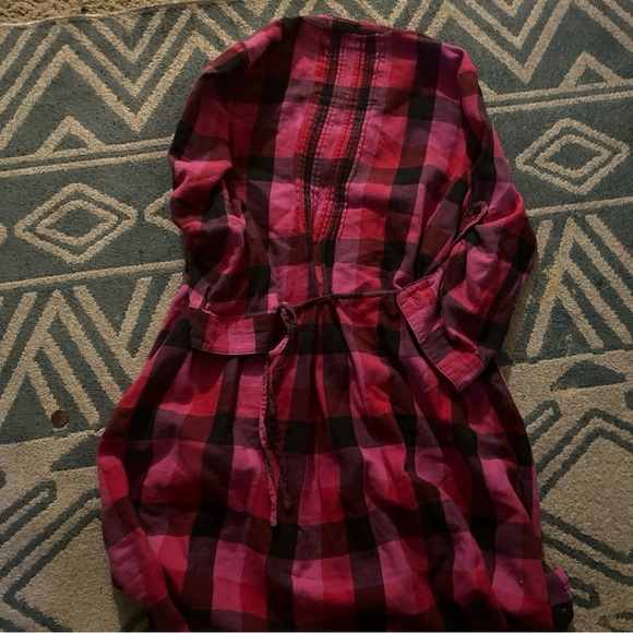 Pink vs plaid dress 3/4 sleeve button down xs - Picture 6 of 6